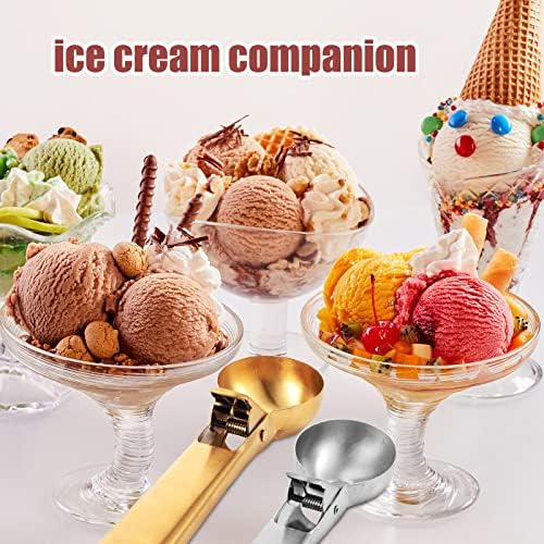 Skylety 3 Pcs Ice Cream Scooper,Rose Gold, Gold, Stainless Steel Color