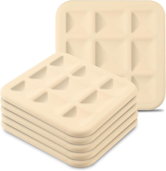 Silicone Trivets for Hot Pots and Pans, Pot Holders Hot Pads 6 Pack Silicone Mats for Kitchen Counter, Soft Durable Drying Mat, Jar Opener and Coasters (Apricot)