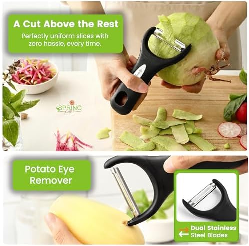 Spring Chef Stainless Steel Y Shaped Vegetable Peeler for Kitchen - Black