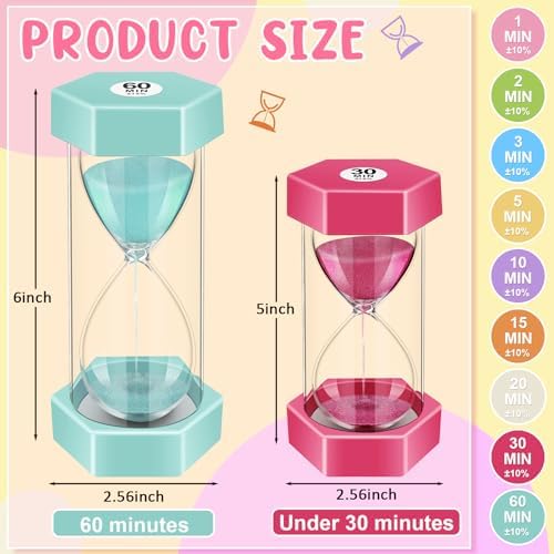 Yunsailing 9 Packs Sand Timer Hourglass 1-60 Minutes Visual, Macaron Colors