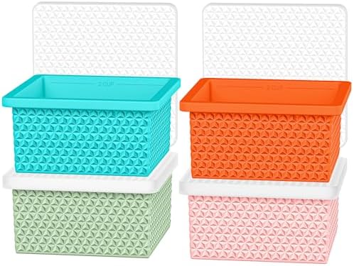Silicone Freezer Molds for Soup Cube - 2-Cup Freezer Storage Container Tray with Lid,4 Pack Stackable Ice Cube Trays for Portion Control,Food Storage Meal Prep,Oven & Dishwasher Safe