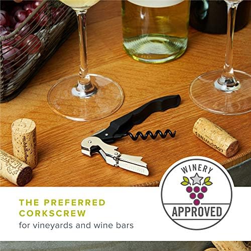 True Truetap Double Hinged Waiter's Corkscrew Wine Opener, Stainless Steel Wine Bottle Opener with Built In Foil Cutter, Home Bar Tools, Bar Cart Accessories, Wedding Gifts, Set of 1, Burgundy