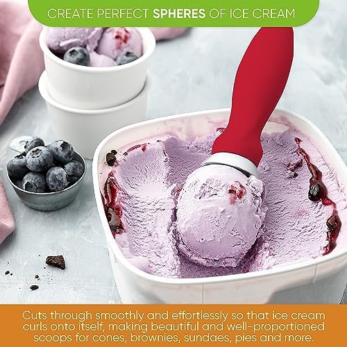 Spring Chef Professional Ice Cream Scoop & Stainless Steel Swivel Vegetable Peeler with Comfortable Handle - 2 Product Bundle - Red