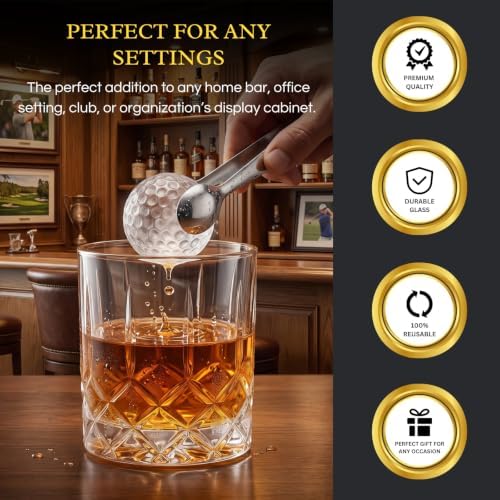 Golf Gifts for Men Dad, Golf Balls Whiskey Chillers Set with Glasses, Unique Dad Birthday Gift Ideas from Daughter Son, Retirement Bar Stuff Gift Father Him Brother, Cool Chiller Ball for Liquor Vodka