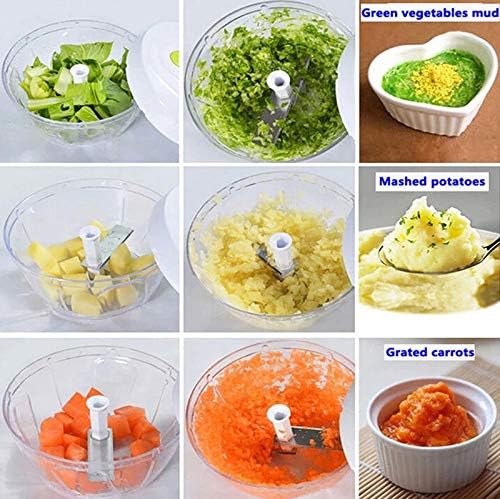 Multi-function Hand Held Vegetable Shredder Slicer Cutter Powerful Manual Pulling Food Chopper Cutting Various Foods Nuts Pesto (Green)
