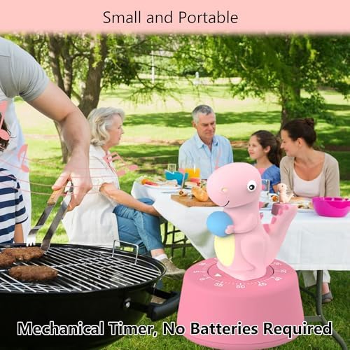 Visual Timer for Kid, Toddler Kitchen Timer 60 Min Countdown, Pink Dinosaur