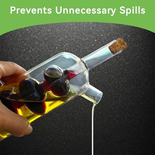 Lily's Home Triple Globe Olive Oil and Vinegar Dispenser - Glass Cruet with Cork Base, Nested Design for Separate Pouring, Kitchen Countertop & Dining Table Essential for Cooking Oil and Balsamic