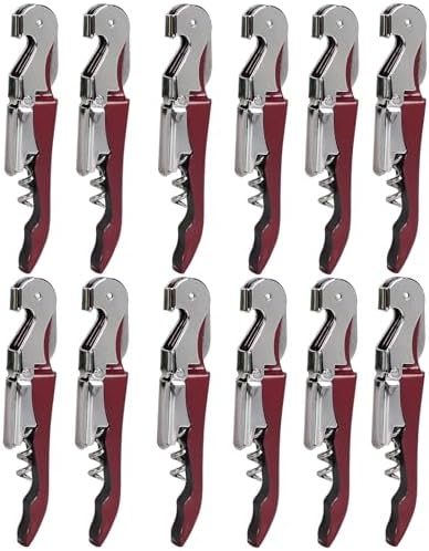 RECUTMS 12 Pack Wine Opener,Waiter Corkscrew Wine Key for Servers（Claret）