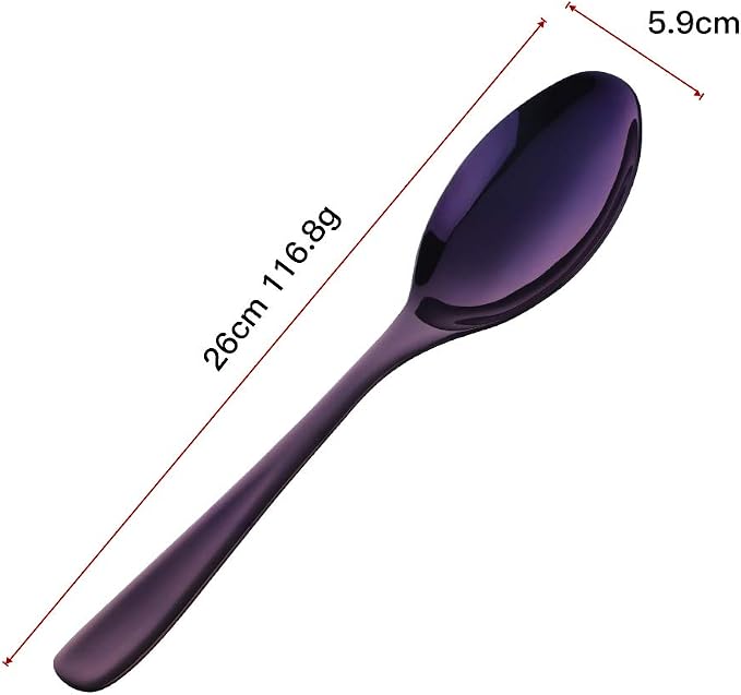 Buffet Serving Spoons, Stainless Steel 10 Inch Purple Plated Server Set of 2, Large Salad Serverware Utensils, Dishwasher Safe