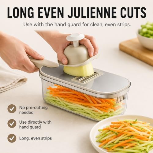 Mandoline Slicer, Vegetable Cutter, Container, Glove & Guard, 6-Blade
