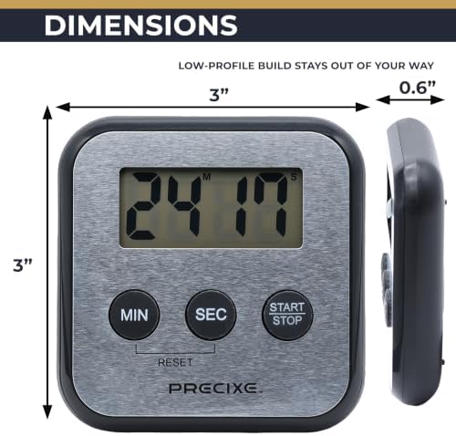 Compact Stainless Steel Digital Timer | High-Contrast LCD Display | Countdown and Countup for Kitchen, Study, or Classroom | Magnet and Stand