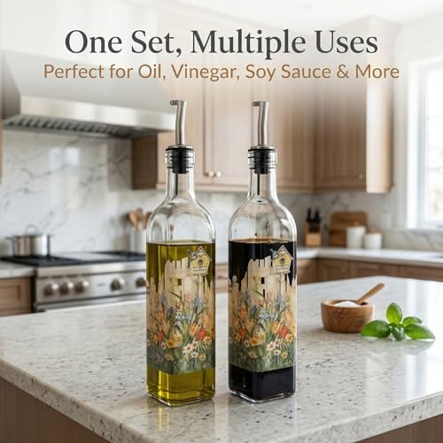 17oz Glass Olive Oil & Vinegar Dispenser Set, Drip-Free