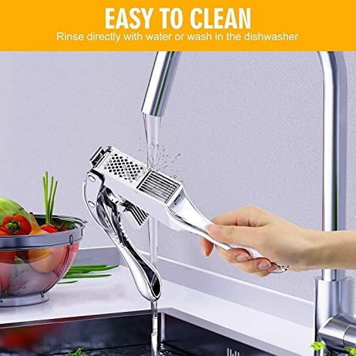 2-in-1 Stainless Steel Garlic Press & Ginger Slicer with Ergonomic Handle