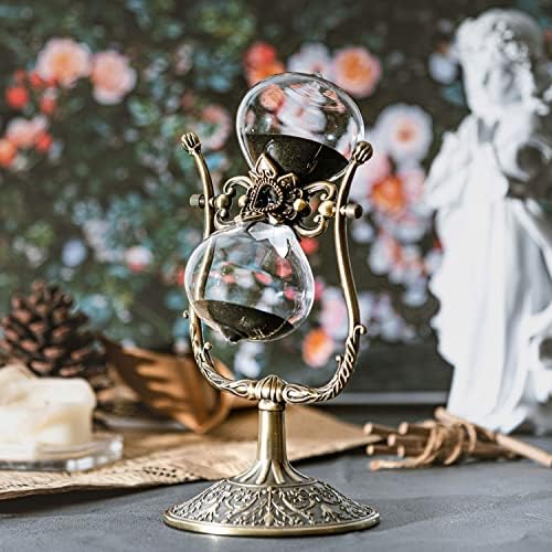 SAMLONG Large Hourglass Timer 60 Minute, Bronze Metal Sand Timer, Black