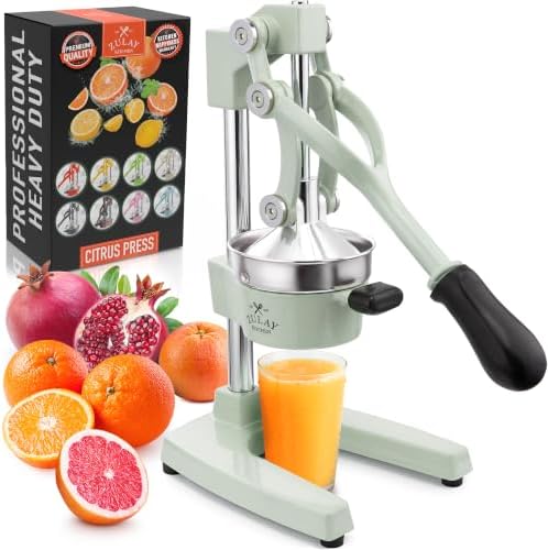 Zulay Kitchen Cast Iron Juicer - Heavy Duty Orange Juicer with Detachable Strainers for Easy Cleaning, Citrus Press for Citrus Fruits, Perfect for Bartenders, Juice Lovers & Health Enthusiasts