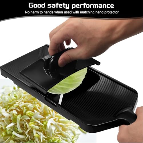 Mandoline Slicer,Mandoline Food Slicer for Kitchen,Slicer Vegetable Cutter with Hand Holder - Stainless Steel Cutter for Potato,Tomato,Onion,Black,1Pack