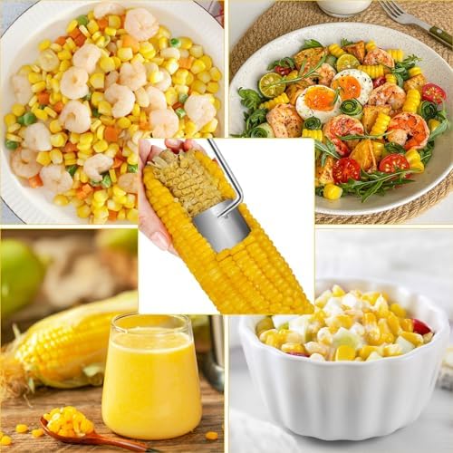 Long Handle Stainless Steel Corn Peeler,Easy Clean Corn on the Cob Remover for Home Kitchen and Outdoor Dining
