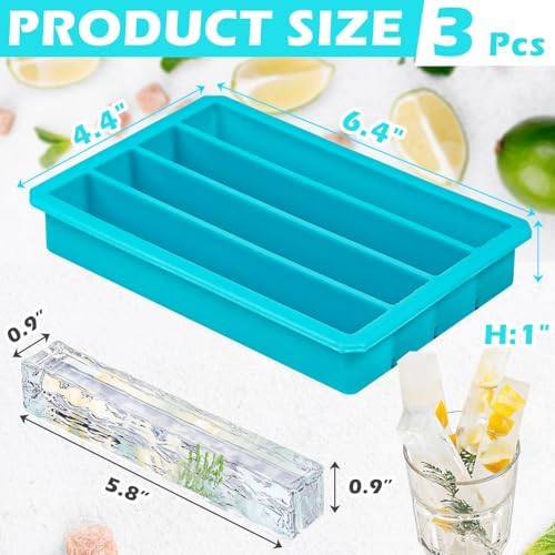 Webake Silicone Ice Cube Trays for Water Bottles Ice Cube Mold 12 Cavity, Easy Release Long Ice Cube Sticks For Bottled Beverage, Soda, Sport Drinks, Burritos Egg, Pack of 3