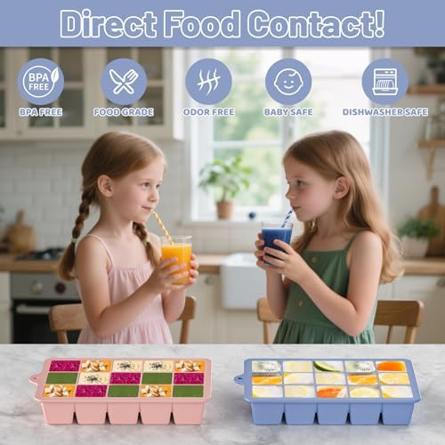 Silicone Ice Cube Tray 3 Pack - EASY RELEASE ice cube tray with lid, BPA Free Ice Cubes Trays for Freezer,ice cube mold for Cocktail,Whiskey (Mint+Pink+Blue)