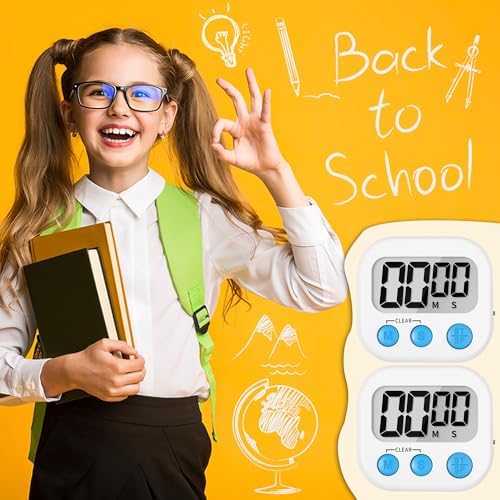 ZILLEEN Digital Kitchen Timers for Cooking Kids White 12 Pack