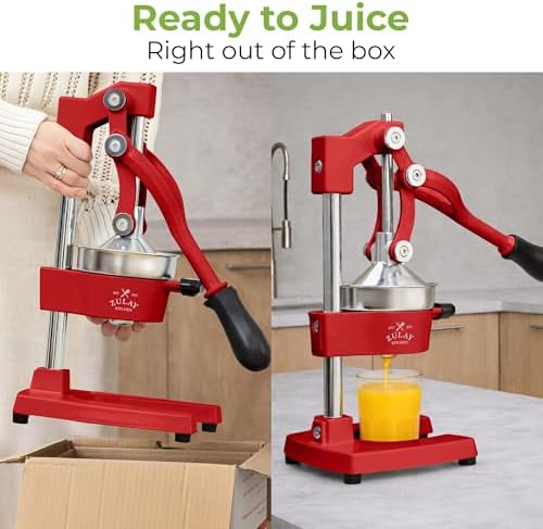 Zulay Kitchen Cast Iron Juicer - Heavy Duty Orange Juicer with Detachable Strainers for Easy Cleaning, Citrus Press for Citrus Fruits, Perfect for Bartenders, Juice Lovers & Health Enthusiasts