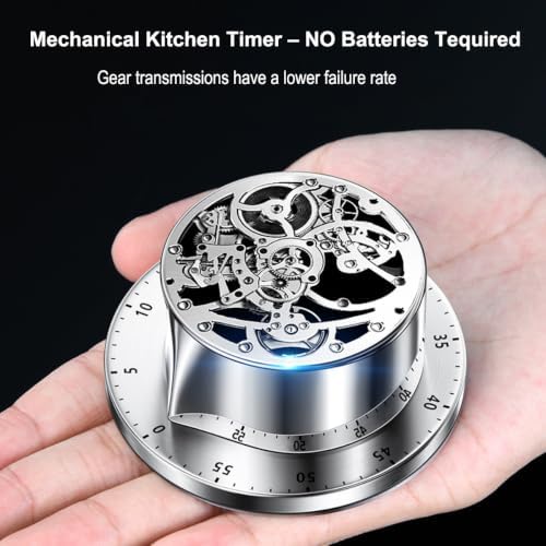 Mechanical Kitchen Timer Countdown Magnetic Stainless Steel for Egg Cooking