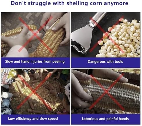 Corn Thresher Corn Sheller for Electric Drill Dry Corn Stripper with Protective Gloves and Wrench Corn Peeler Automatic Corn Kernel Separator Drill Attachment, Rushbom7i4zb92n65