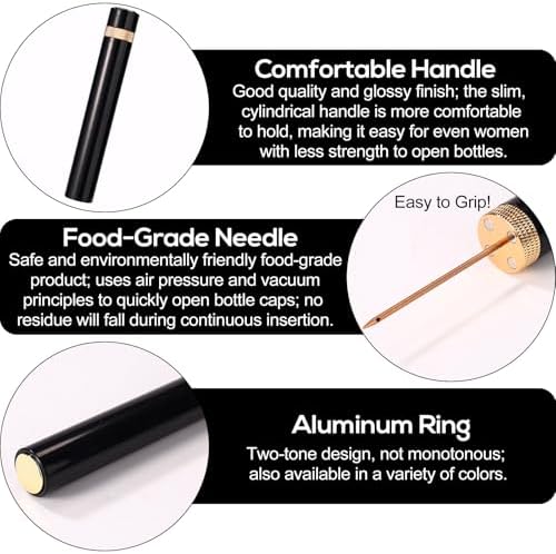 Wine Openers, 2026 New Portable Needle Type Wine Bottle Openers Air Pressure Pump Cork Remover Efficient Corkscrew for Home Travel Picnic Party Essential Accessories (Black, Gold)