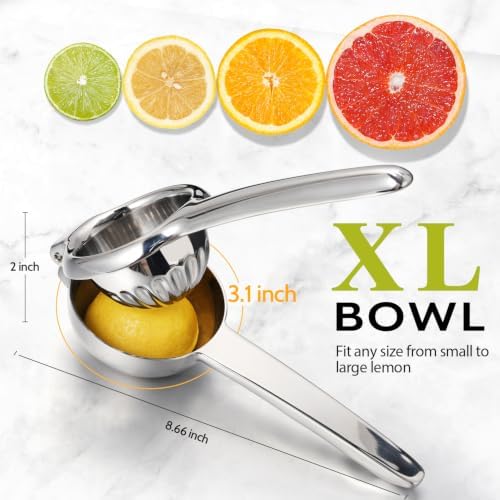 Sopito Heavy Duty Stainless Steel Lemon Squeezer, Easy Squeeze Hand Juicer