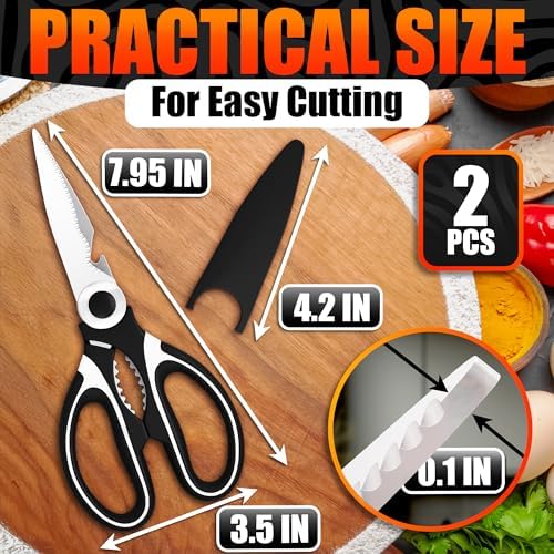 2 Pcs Kitchen Scissors All Purpose Heavy Duty, 5-in-1