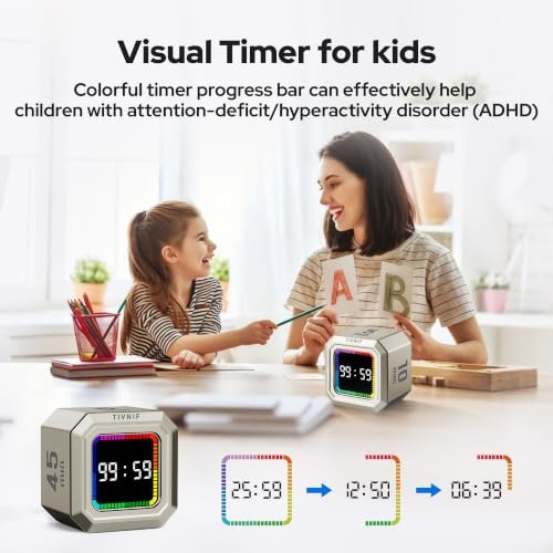 Kitchen Timer Visual Timer for Kids Color Display Gravity Sensor Cube