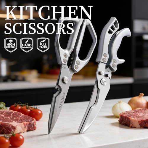Kitchen Scissors for Food Seafood, BBQ Meat Scissor Heavy Duty, Heavy Duty Poultry Shears All Purpose Kitchen Shear for Food Japan, Cooking Scissors Cutting Bone Chicken Shears, Gift for Men Women