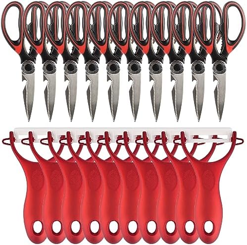 Premium 5-in-1 Kitchen Shears with Peeler Set - 10 Sets (10 Scissors & 10 Peelers)