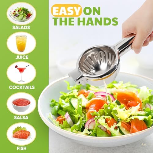 Lemon Squeezer Extra Large, Lemon Squeezer Juicer Stainless Steel, Heavy Duty Manual Citrus Juicer Hand Press, Kitchen Tools Lime Squeezer Bar Tool, Easy to Clean Metal Lemon Hand Press
