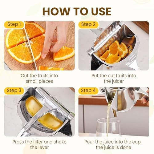 Heavy duty manual juicer hand press fruit juice squeezer -Lemon juice Squeezer Manual, Non-Slip, Easy to Use & Clean, 8.7" Length with 0.6L Capacity Efficient Extraction of Citrus and Other Fruit