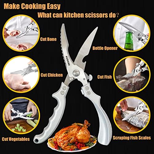 2-Piece Kitchen Shears Set, Heavy Duty Professional Poultry Meat Scissors,Multi-Purpose Stainless Steel, Dishwasher Safe