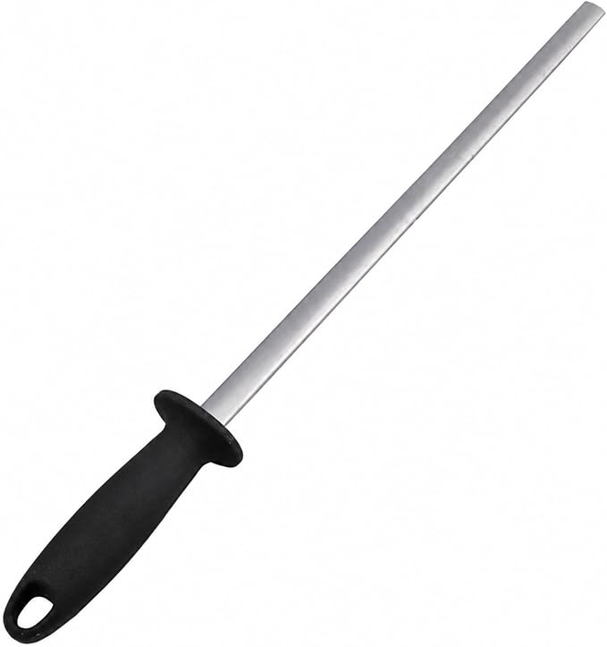 12 Inch Diamond Knife Sharpening Steel Rod, Professional Kitchen Diamond Knife Blade Sharpener Rod Stick, Knife Honer Steel for Honing Knife Blades, Chef Knives and Shears