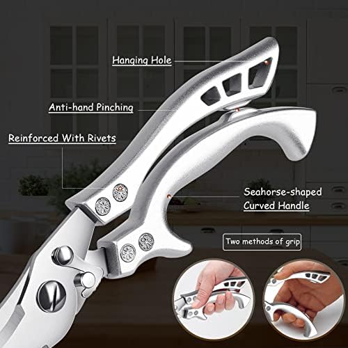 Poultry Shears - Heavy Duty, Stainless Steel, with Leather Sheath