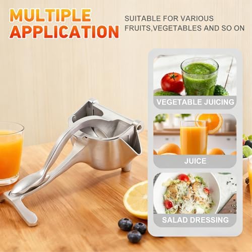 Lemon Squeezer, Stainless Steel Hand Fruit Juicer Squeezer, 2026 New Manual Lime Juice Extractor Hand Press with Ergonomic Grip, Easy to Clean Efficient Extraction of Citrus