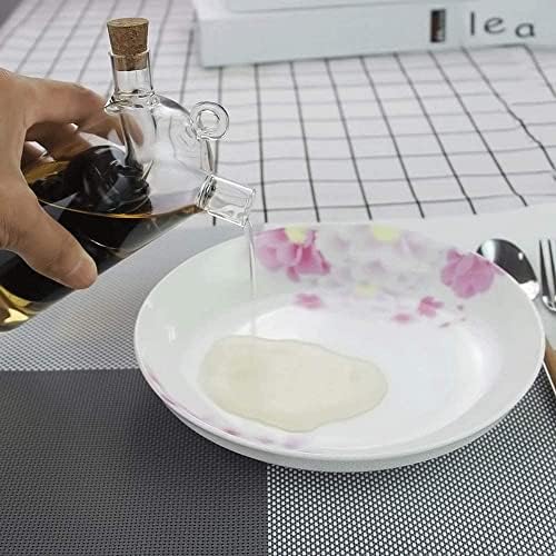 Olive Oil and Vinegar Dispenser Cruet Bottles, 2 in 1 Transparent Glass Oil Bottle, Dual Glass Oil Dispenser Bottles for Kitchen Cooking Container