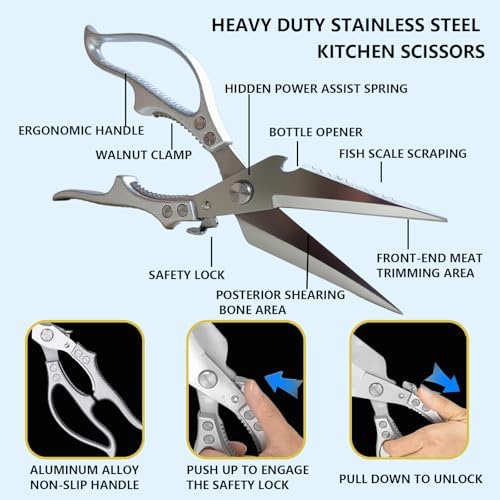 Premium Poultry Shears Heavy Duty, All Purpose Kitchen Scissors