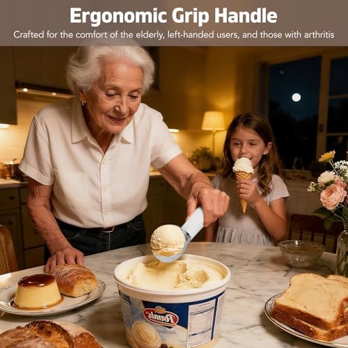 Heated Ice Cream Scoop Rechargeable – Electric Ice Cream Scooper with LED Display, 158°F Fast Warm-Up, IP67 Waterproof, Easy for Seniors & Kids to Use – Effortlessly Scoops Hard Ice Cream and More