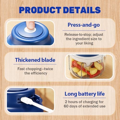 Electric Garlic Chopper, Rechargeable Mini Food Chopper with USB Cable, One-Touch Operation for Chopping Garlic, Onion, Chili and Vegetables, Portable Kitchen Gadget (Green, 250ML)