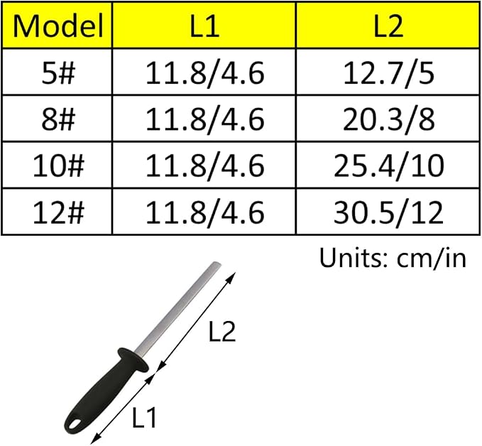 10 Inch Diamond Knife Sharpening Steel Rod, Professional Kitchen Diamond Knife Blade Sharpener Rod Stick, Knife Honer Steel for Honing Knife Blades, Chef Knives and Shears