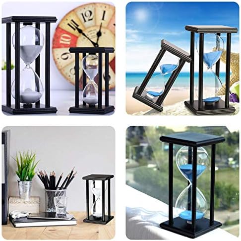 Newbought 60 Minutes Timer 60 Minutes Decoration for Children's Room Birthday Tea Coffee Table Book Shelf School Game Ornament Wooden Frame Clock White