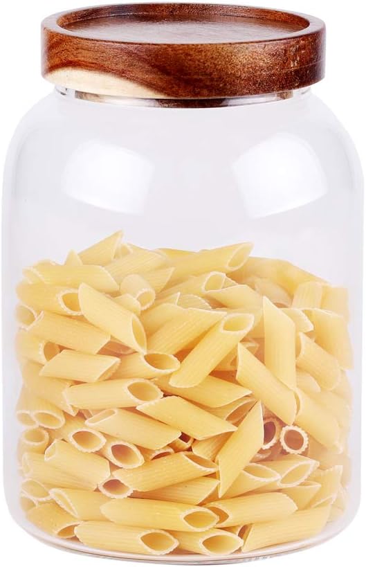 LEAVES AND TREES Y Glass Storage Jar, Food Storage Container/Canisters with Airtight Lid for Serving Tea, Coffee, Honey,.Spice, Perfect as a Cereal Dispenser (6.3 inch high)