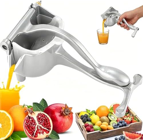 Heavy Duty Manual Juicer Hand Press - Effortless Aluminum Fruit Juice Squeezer for High Yield, Professional Sturdy Hand Juicer for Oranges, Lemons, Limes & Pomegranates, Easy to Clean