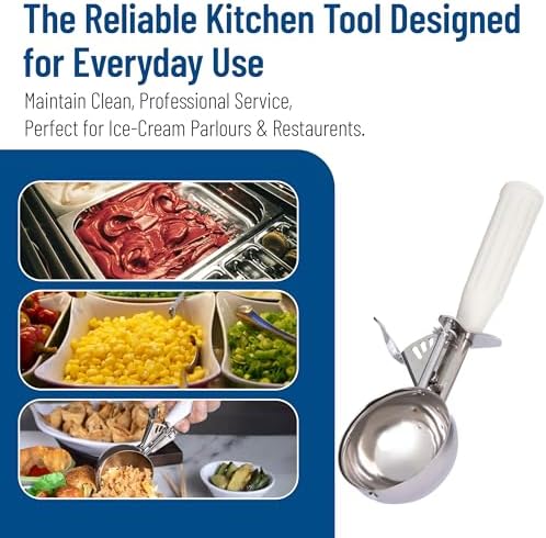 Carlisle FoodService Products 60300-6 Stainless Steel Portion Control Disher Scoop, 4.7 oz, White