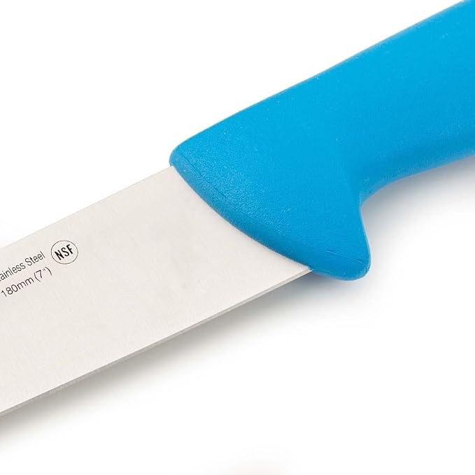 Arcos Range Butcher Knife 7 inch Nitrum Stainless Steel. Steak Knife. Polypropylene Blue Handle. Color Identification System for Prolonged and Heavy Use. Series 2900. Color Blue.