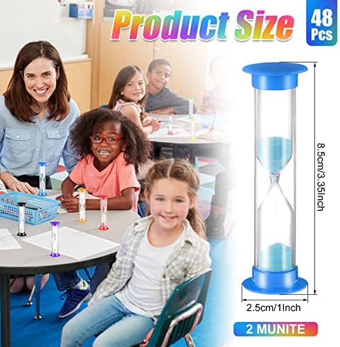 Queekay 48 Pcs 2 Minute Sand Timer for Kids Hourglass Timer,Colorful